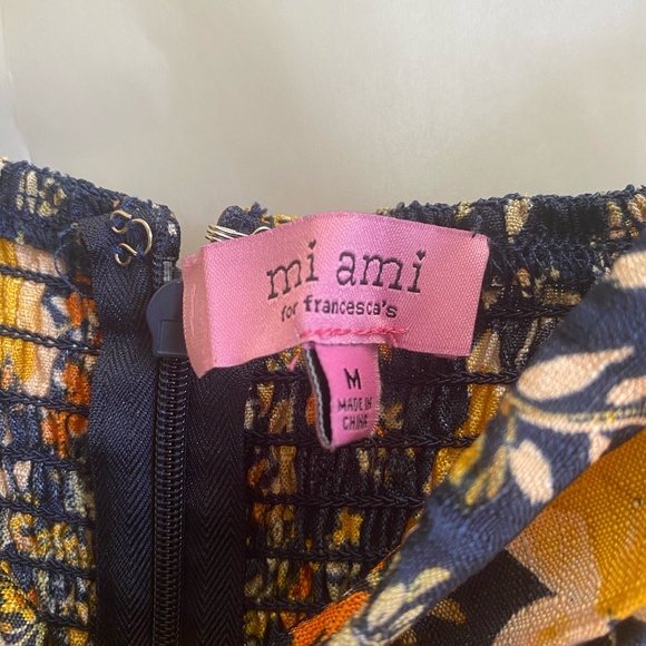 Blue and Yellow Floral Dress With Front Bow - Picture 4 of 4